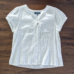 ModCloth White Retro Tie Button Up Top